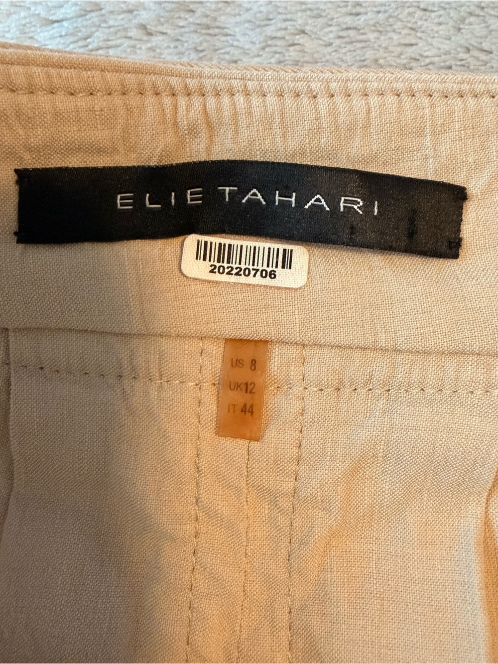 Elie Tahari Beige Cotton Blend Skirt with Tie Waist - Picture 5 of 7